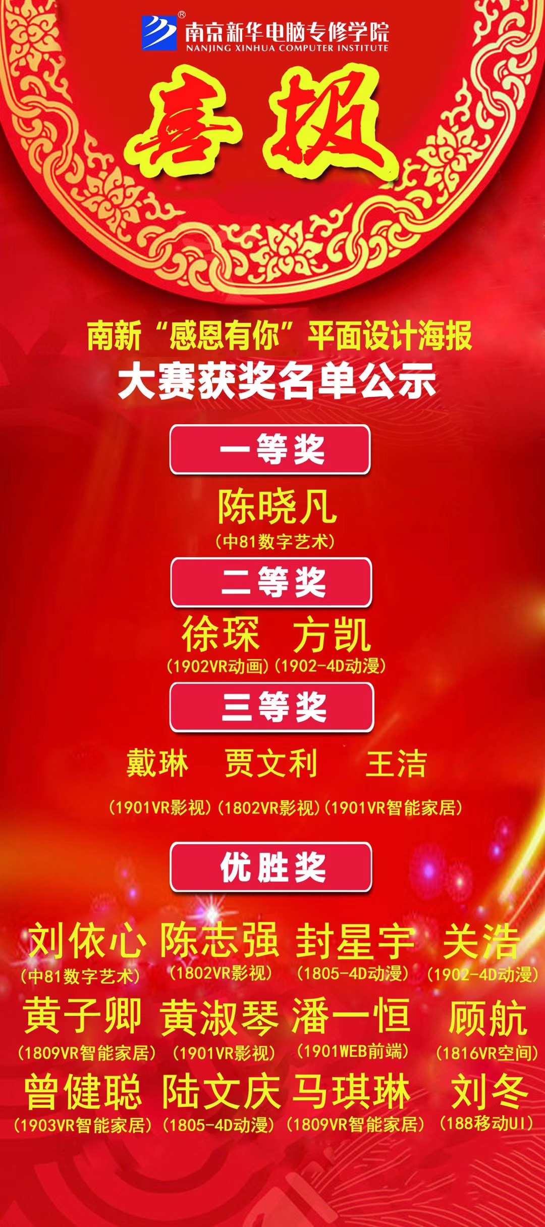 咻！前方為您發(fā)來(lái)南京新華“感恩有你”平面海報(bào)設(shè)計(jì)大賽的獲獎(jiǎng)捷報(bào)啦！