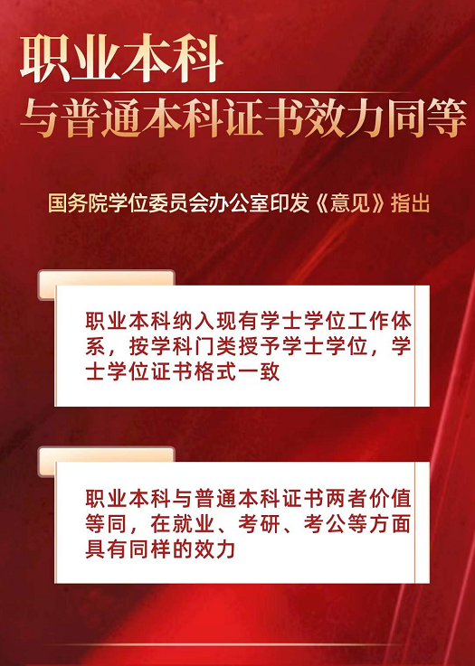 又一利好消息，教育部再發(fā)文：職業(yè)本科與普通本科證書效力同等！